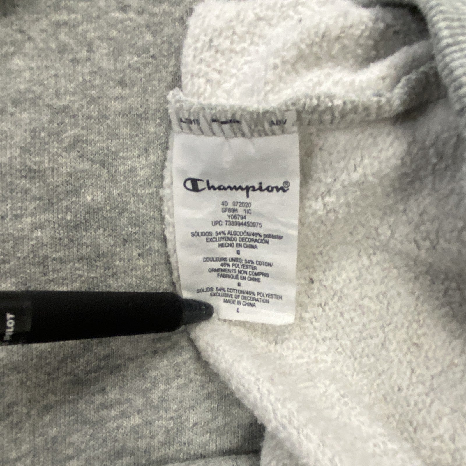 champion　チャンピオン　スウェットパーカー/フーディー　ロゴプリント　グレー　Lサイズ