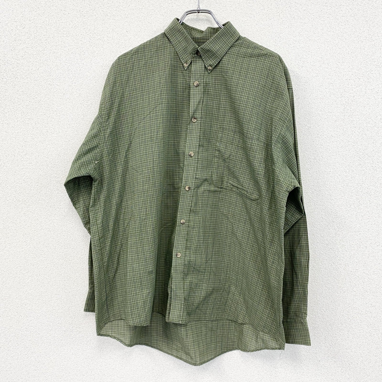 90s　puritan　ピューリタン　長袖シャツ　ボタンダウンシャツ　チェック柄　ヴィンテージ　緑　グリーン　XLサイズ
