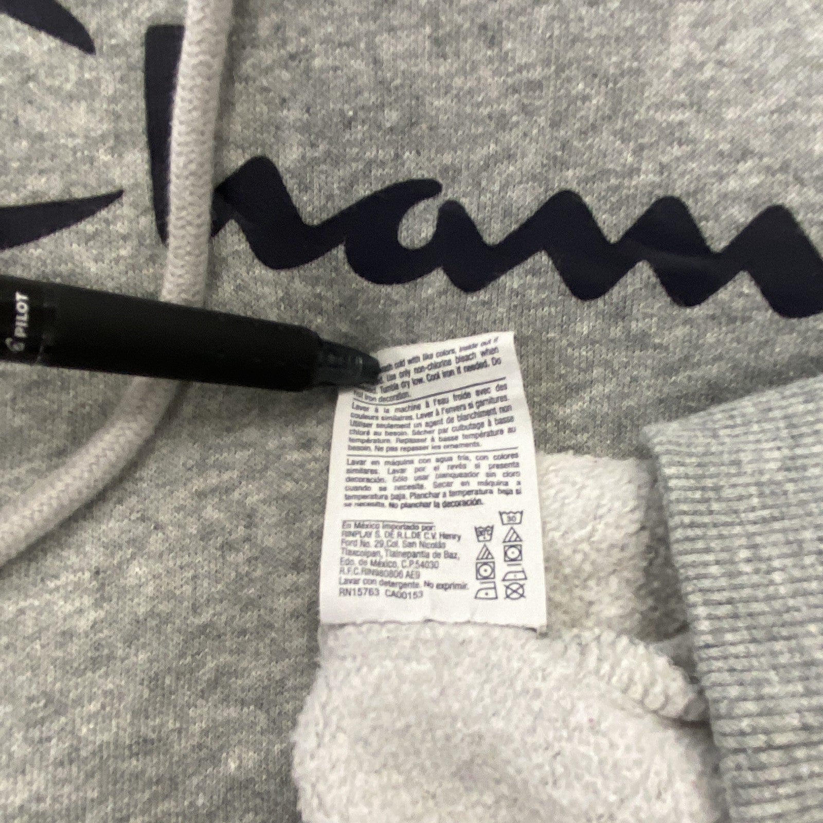 champion　チャンピオン　スウェットパーカー/フーディー　ロゴプリント　グレー　Lサイズ