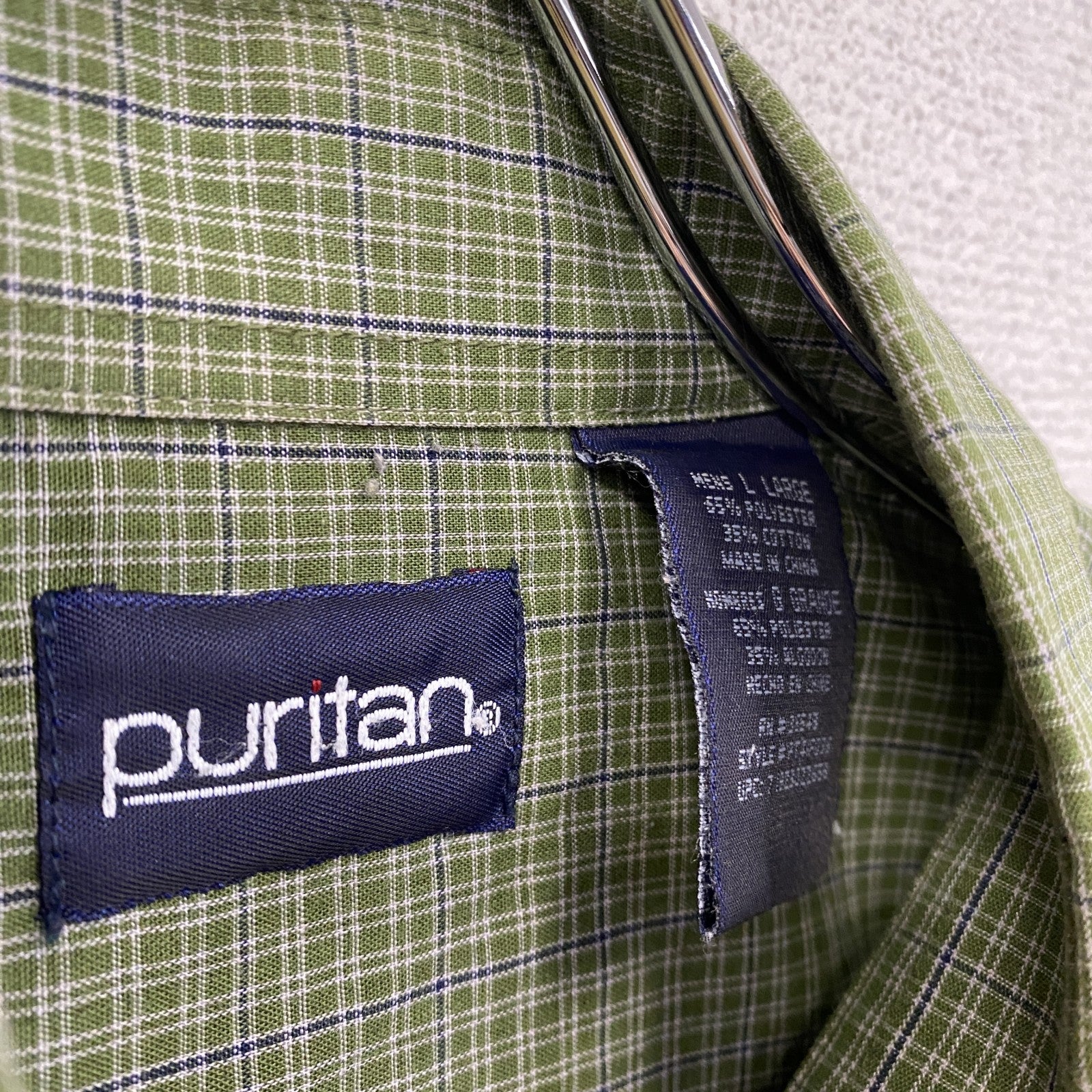 90s　puritan　ピューリタン　長袖シャツ　ボタンダウンシャツ　チェック柄　ヴィンテージ　緑　グリーン　XLサイズ