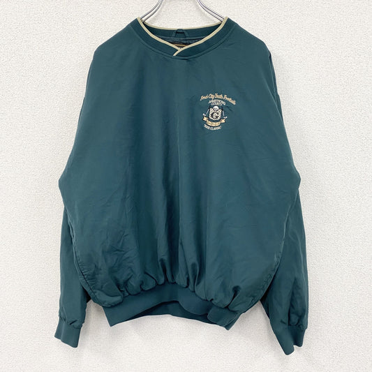 90s～　RENNOC　プルオーバージャケット　ウインドブレーカー　ヴィンテージ　刺繍入り　緑　グリーン　Mサイズ