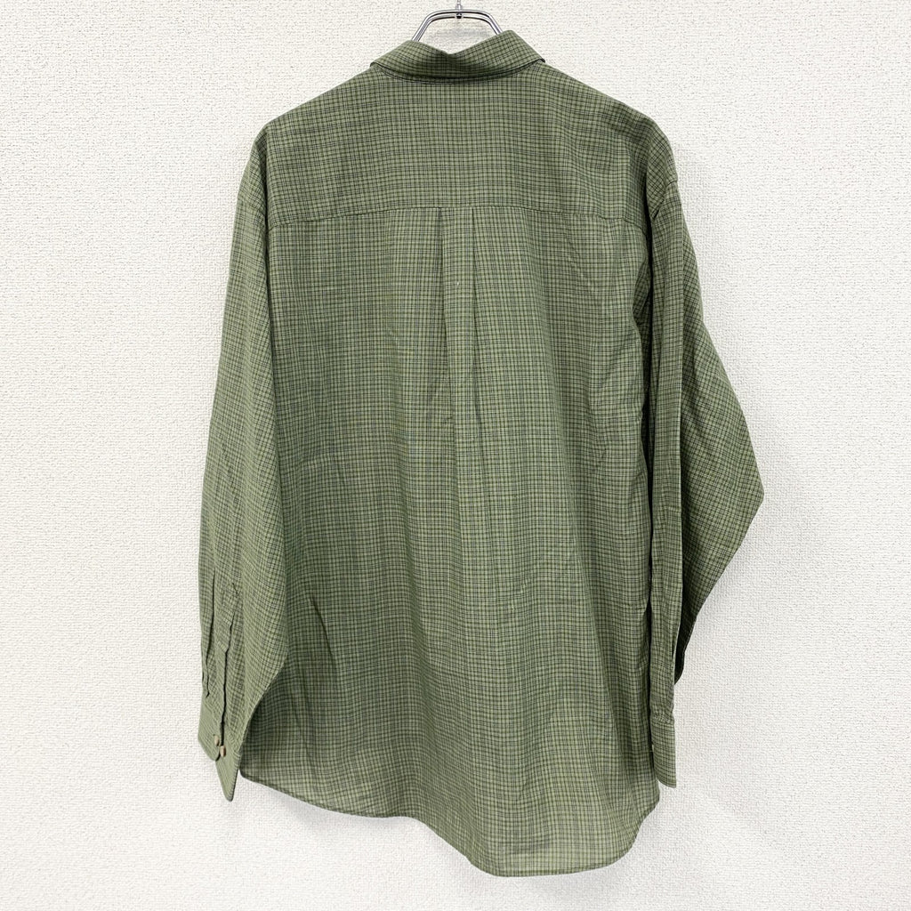 90s　puritan　ピューリタン　長袖シャツ　ボタンダウンシャツ　チェック柄　ヴィンテージ　緑　グリーン　XLサイズ