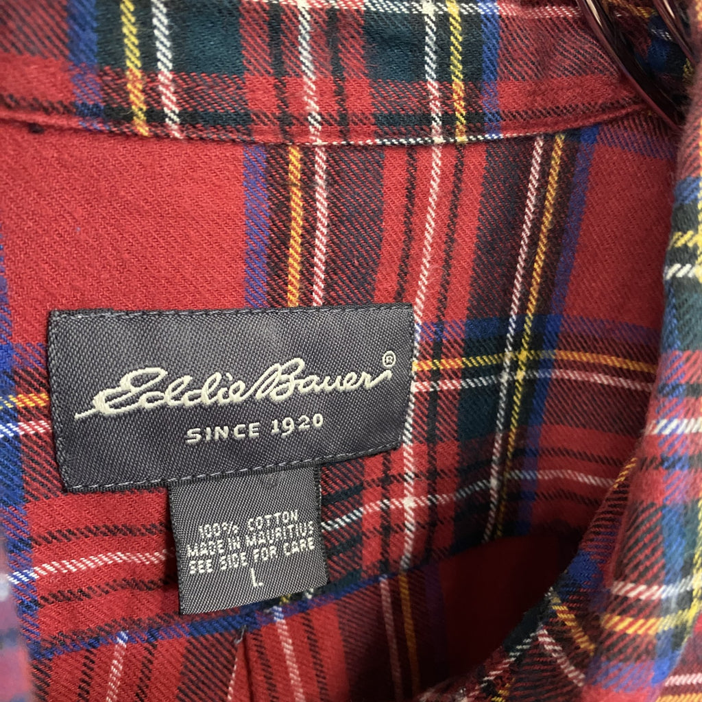 Eddie Bauer　エディーバウアー　長袖シャツ　ボタンダウンシャツ　チェック柄　赤　レッド　Lサイズ