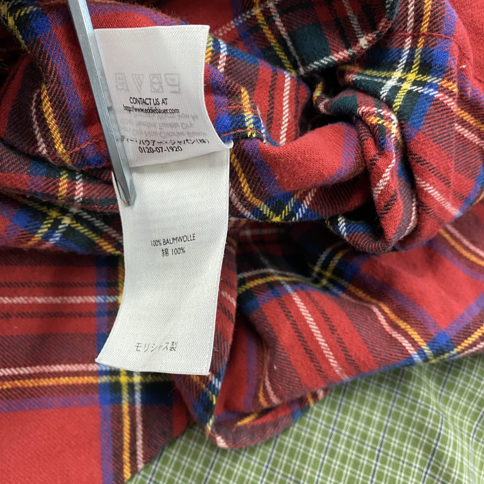 Eddie Bauer　エディーバウアー　長袖シャツ　ボタンダウンシャツ　チェック柄　赤　レッド　Lサイズ