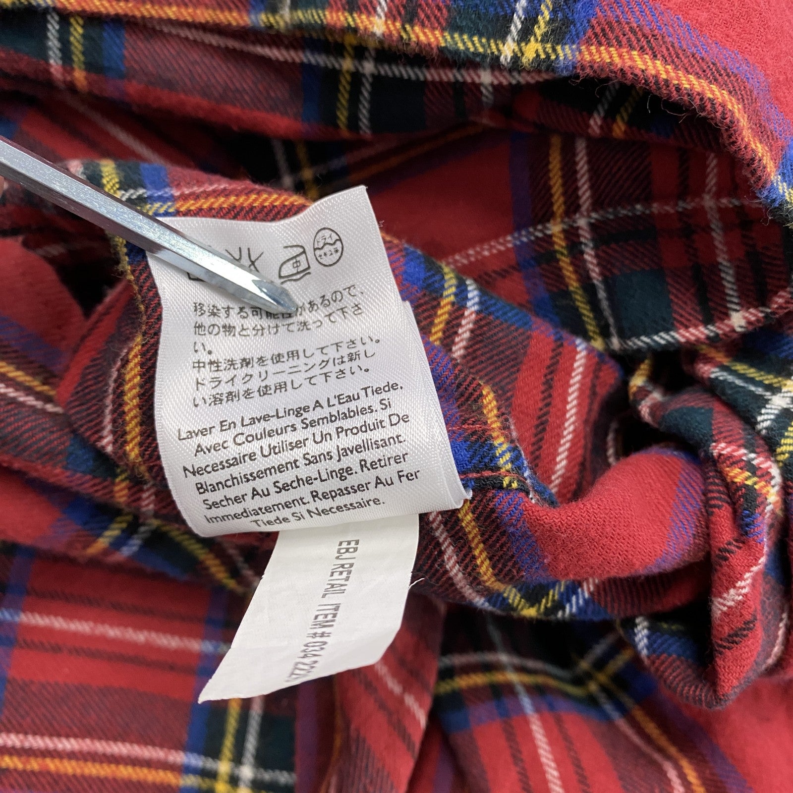 Eddie Bauer　エディーバウアー　長袖シャツ　ボタンダウンシャツ　チェック柄　赤　レッド　Lサイズ