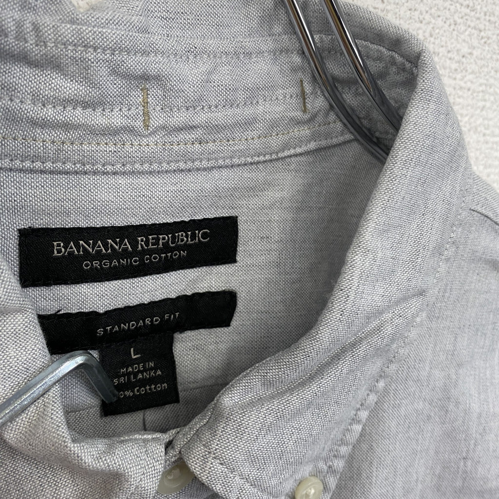 BANANA REPUBLIC　バナナリパブリック　長袖シャツ　ボタンダウンシャツ　無地　グレー　Lサイズ