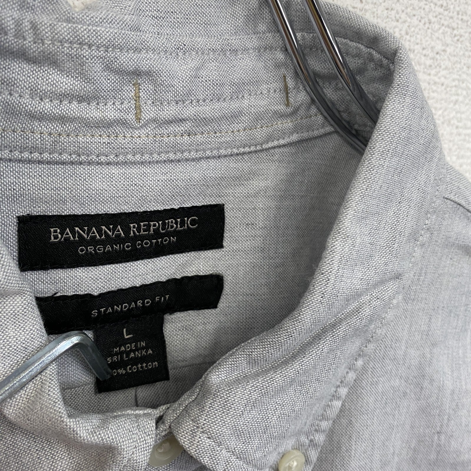 BANANA REPUBLIC　バナナリパブリック　長袖シャツ　ボタンダウンシャツ　無地　グレー　Lサイズ