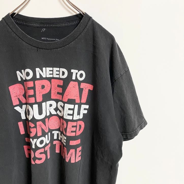古着 used　半袖プリントTシャツ　コットンTシャツ　クルーネック　黒　ブラック　ビックシルエット　XLサイズ