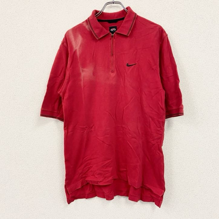 NIKE　ナイキ　半袖ポロシャツ　スウッシュロゴ　赤　レッド　LLサイズ