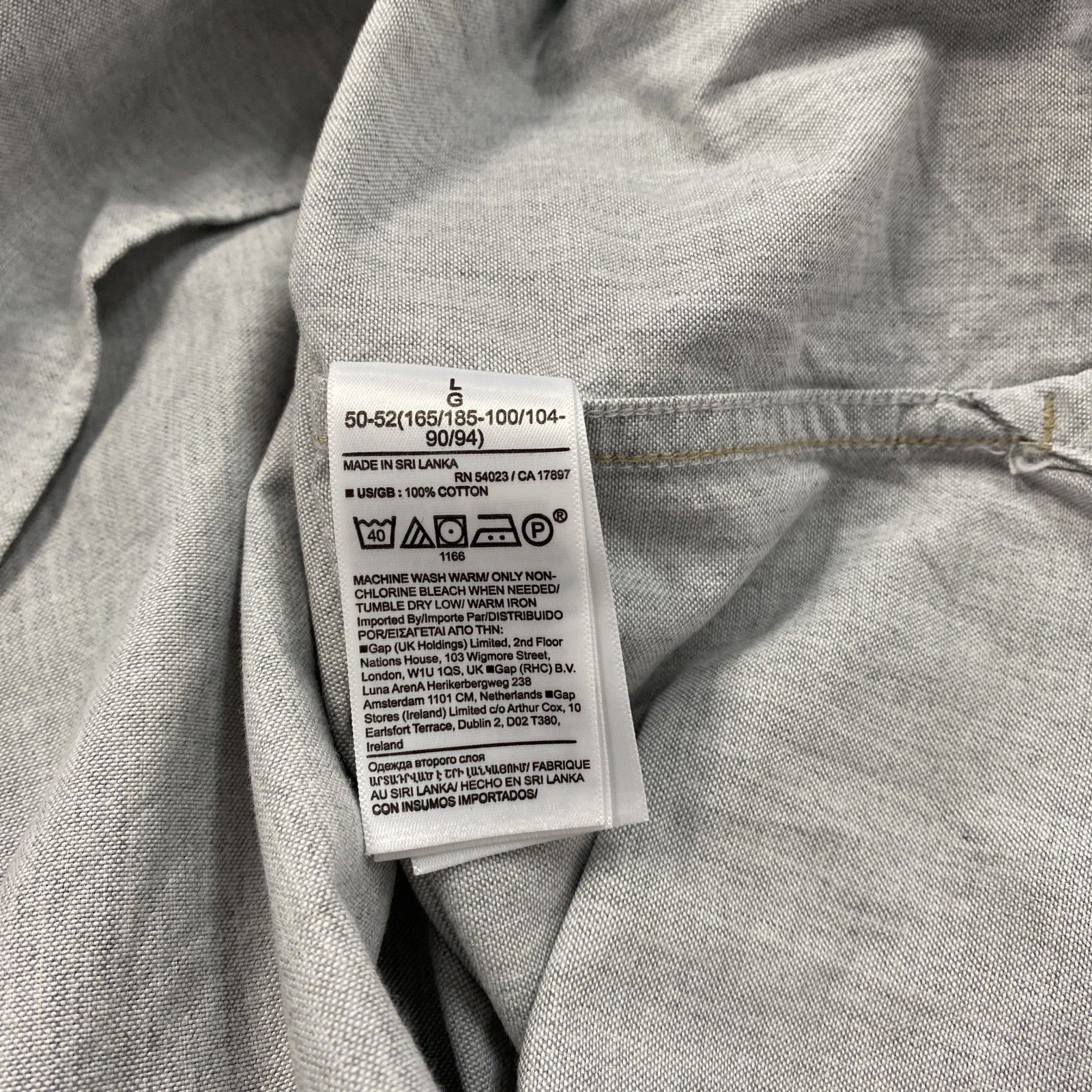 BANANA REPUBLIC　バナナリパブリック　長袖シャツ　ボタンダウンシャツ　無地　グレー　Lサイズ
