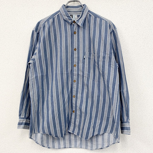 FUN JEANS　ファンジーンズ　長袖シャツ　ストライプ柄　青　ブルー　Mサイズ
