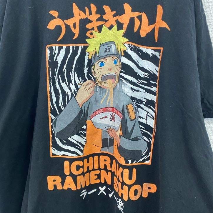 古着 used　NARUTO　半袖アニメプリントTシャツ　クルーネック　レトロ　うずまきナルト　黒　ブラック　XXXLサイズ