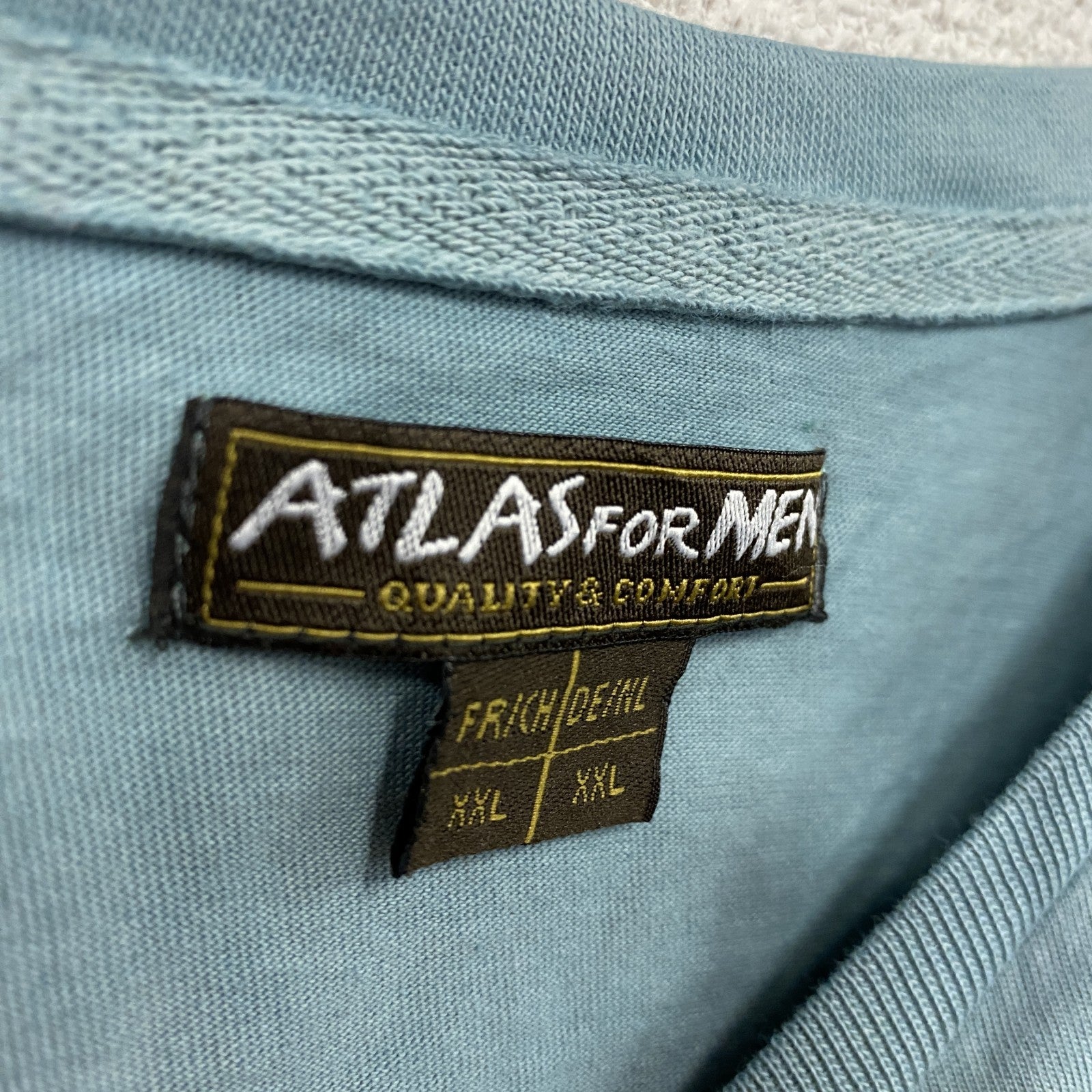 ATLAS FOR MEN　半袖プリントTシャツ　タイダイT　アニマルT　狼　水色　ライトブルー　XXLサイズ