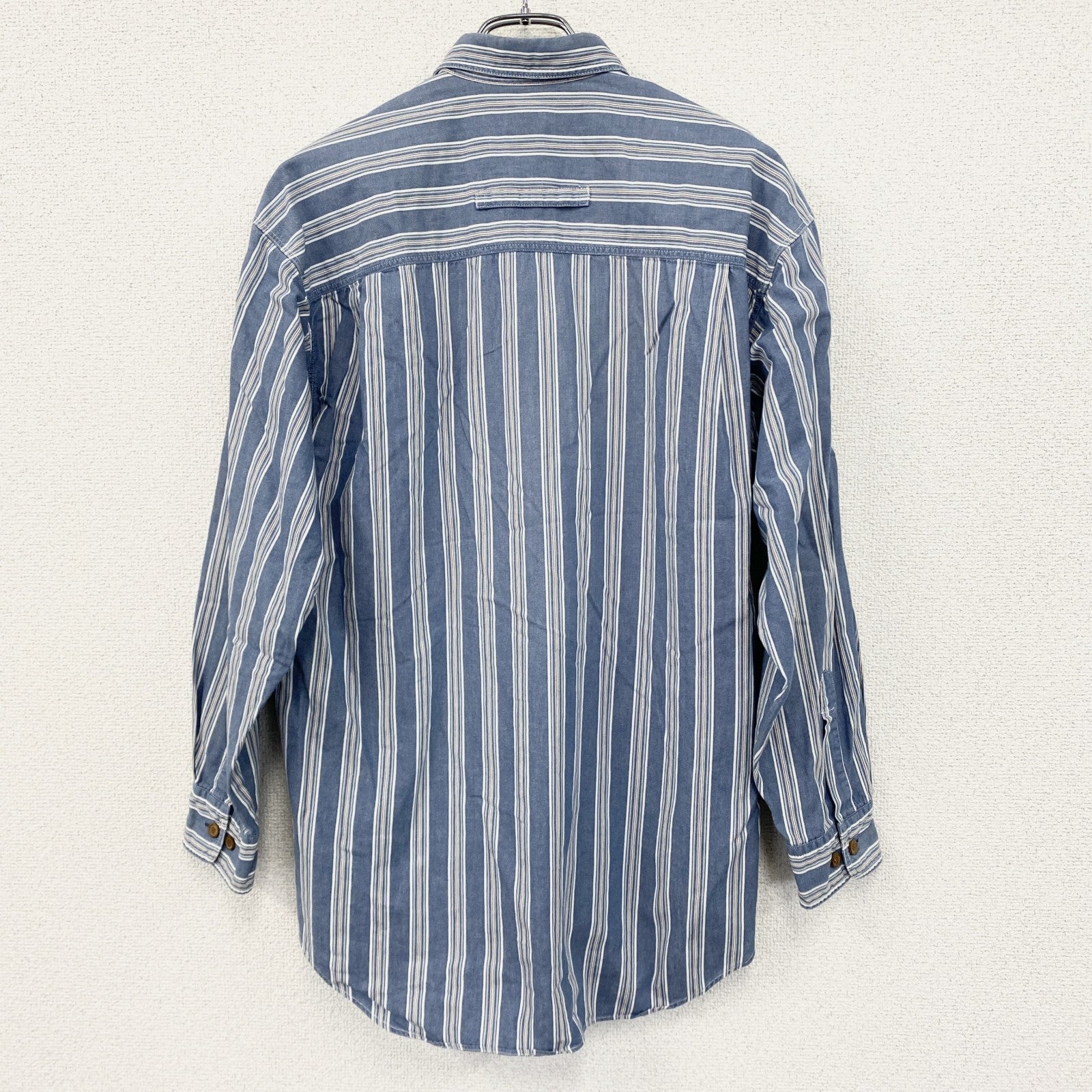FUN JEANS　ファンジーンズ　長袖シャツ　ストライプ柄　青　ブルー　Mサイズ