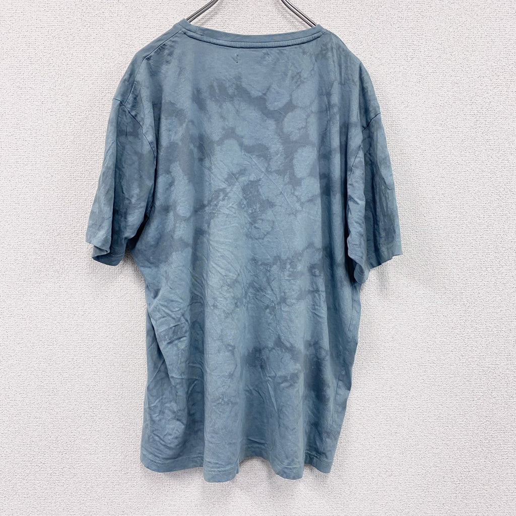 ATLAS FOR MEN　半袖プリントTシャツ　タイダイT　アニマルT　狼　水色　ライトブルー　XXLサイズ