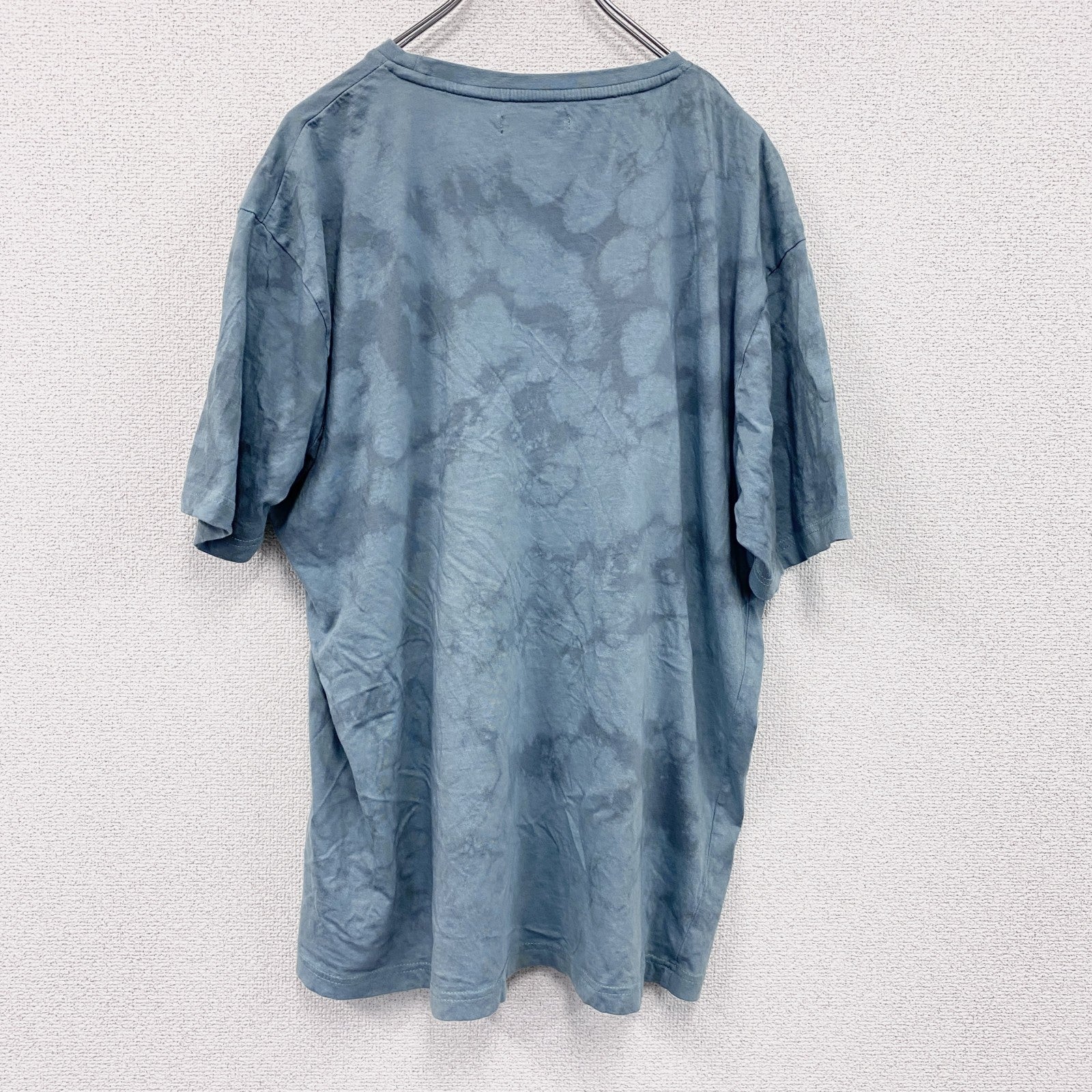 ATLAS FOR MEN　半袖プリントTシャツ　タイダイT　アニマルT　狼　水色　ライトブルー　XXLサイズ