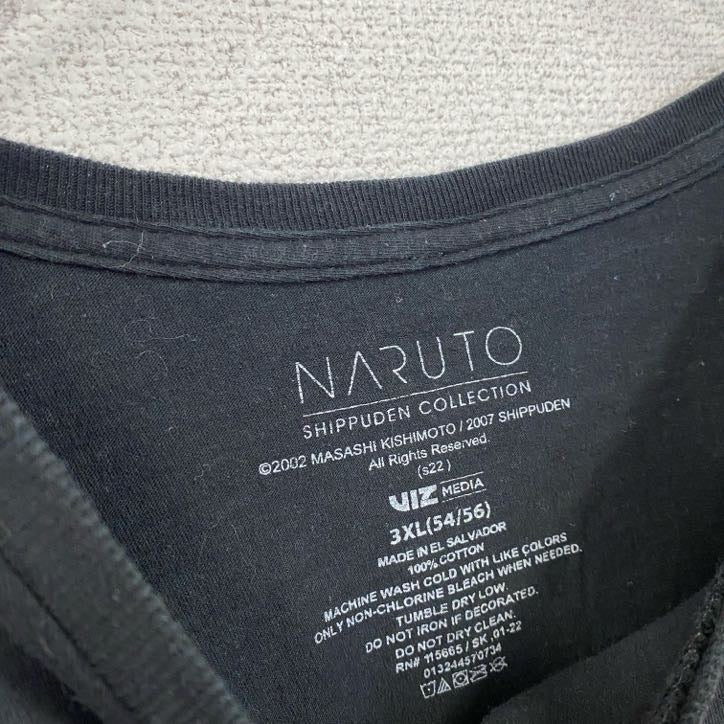 古着 used　NARUTO　半袖アニメプリントTシャツ　クルーネック　レトロ　うずまきナルト　黒　ブラック　XXXLサイズ
