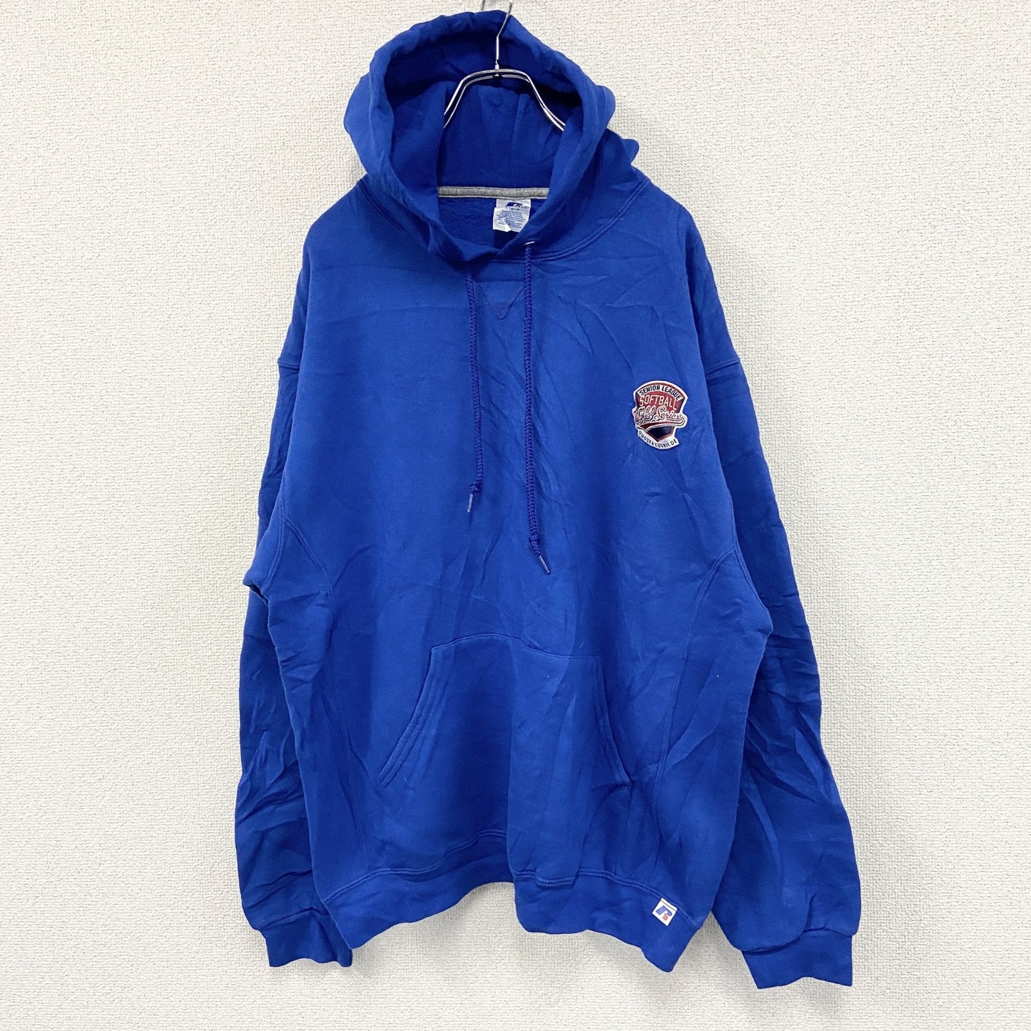 00s　RUSSELL ATHLETIC　ラッセル　スウェットパーカー/フーディー　ヴィンテージ　青　ブルー　Lサイズ