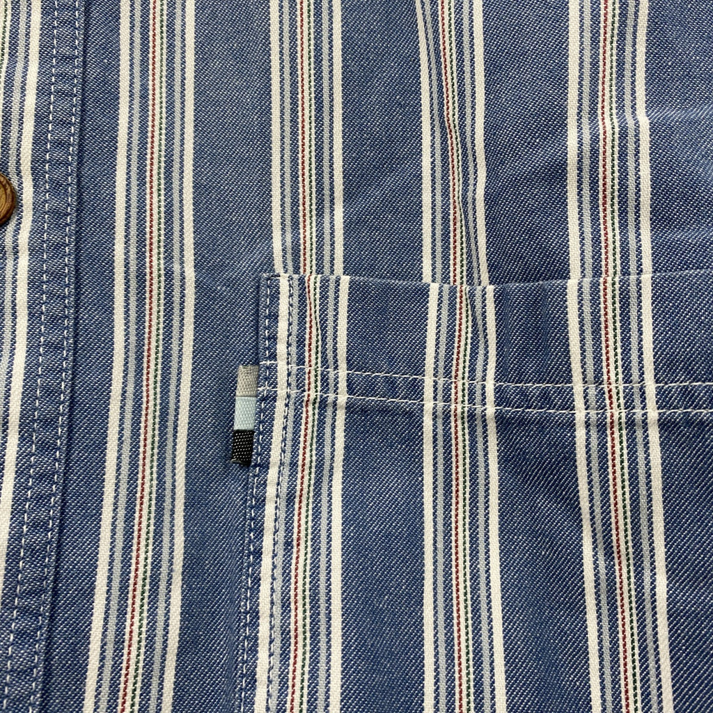 FUN JEANS　ファンジーンズ　長袖シャツ　ストライプ柄　青　ブルー　Mサイズ