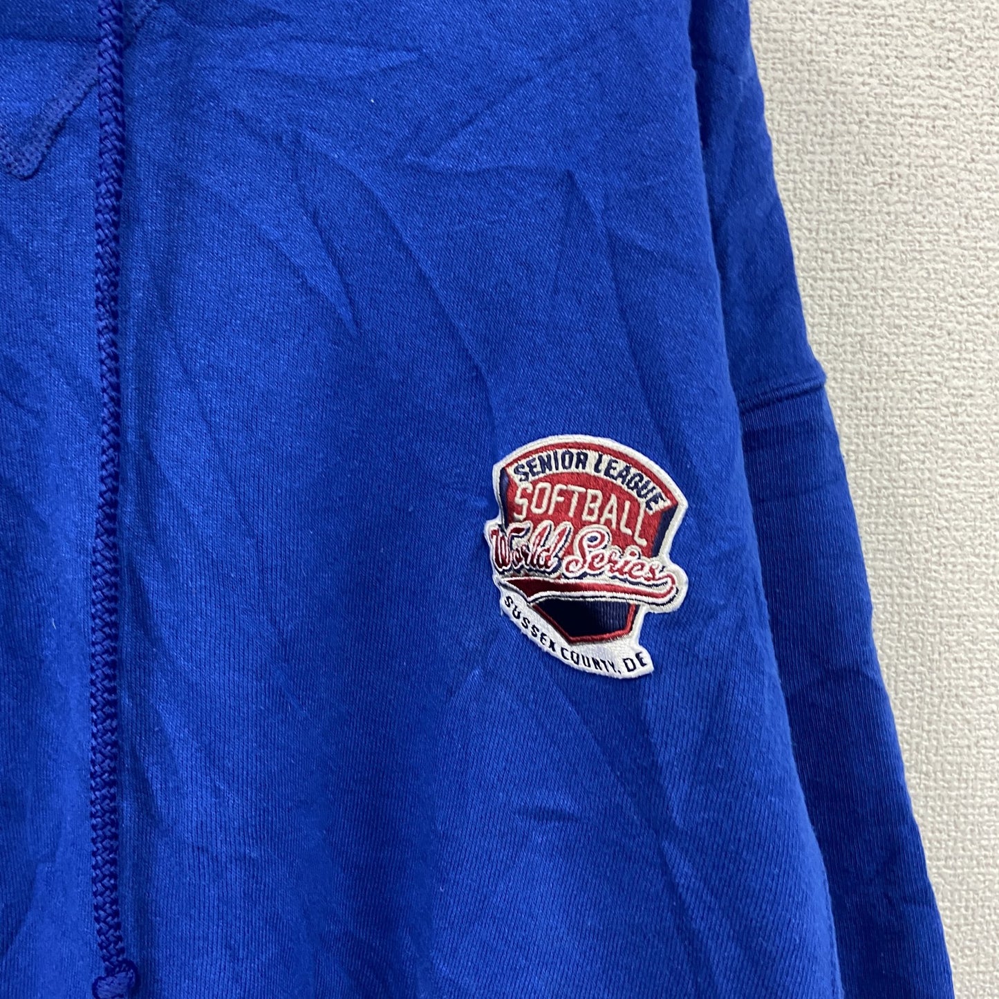 00s　RUSSELL ATHLETIC　ラッセル　スウェットパーカー/フーディー　ヴィンテージ　青　ブルー　Lサイズ
