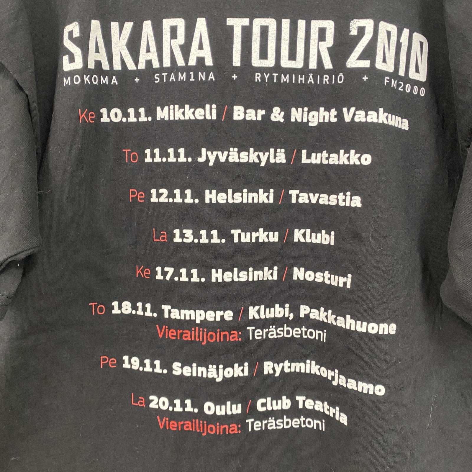 古着 used　FRUIT OF THE LOOM　半袖バンドプリントTシャツ　クルーネック　レトロ　黒　ブラック　Mサイズ