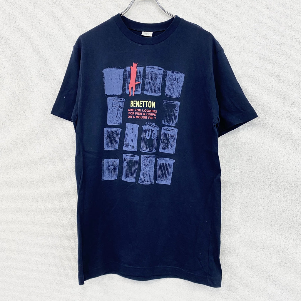 UNITED COLORS OF BENETTON　半袖Tシャツ　メッセージT　紺　ネイビー　Mサイズ