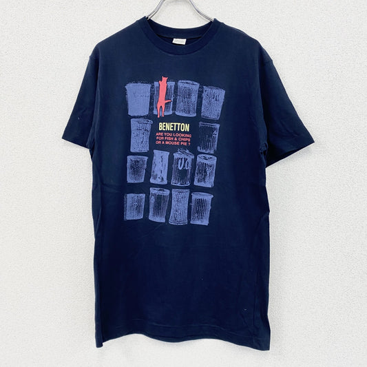 UNITED COLORS OF BENETTON　半袖Tシャツ　メッセージT　紺　ネイビー　Mサイズ