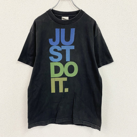 00s　NIKE　ナイキ　JUST DO IT　半袖プリントTシャツ　デカロゴ　ヴィンテージ　黒　ブラック　Mサイズ