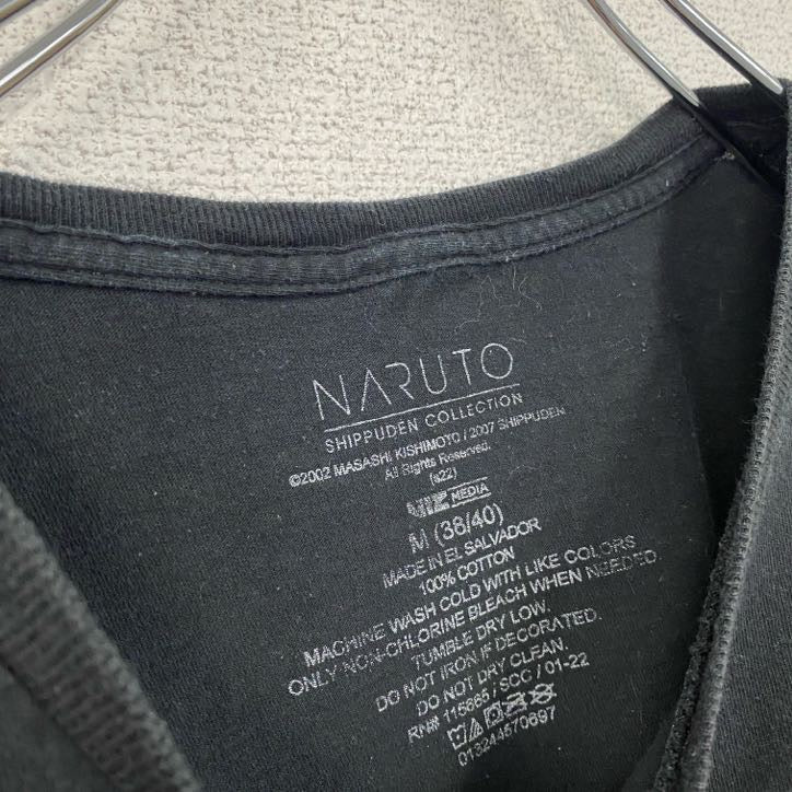 古着 used　NARUTO　半袖アニメプリントTシャツ　うずまきナルト　クルーネック　レトロデザイン　黒　ブラック　Mサイズ