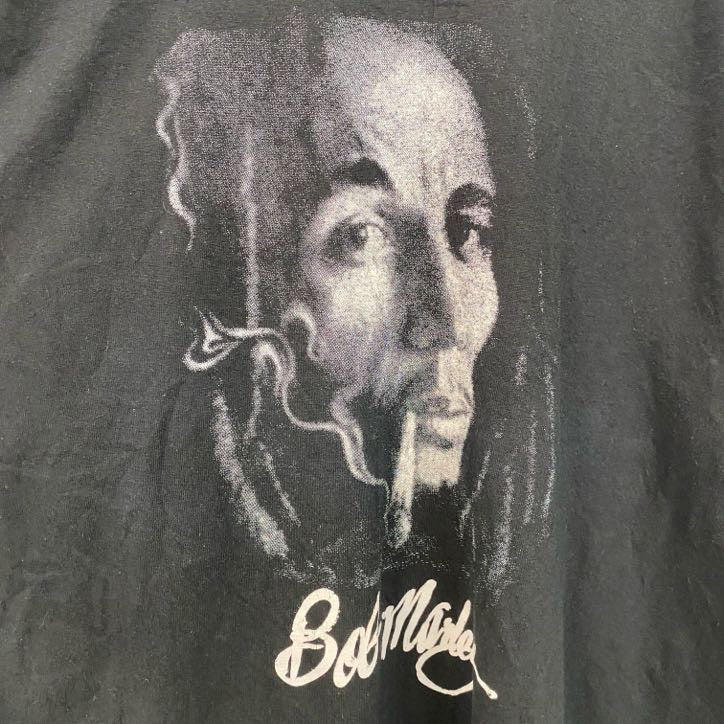 古着 used　Bob Marley　ボブマーリー　半袖ビッグプリントTシャツ　バンドT　クルーネック　黒　ブラック　XLサイズ