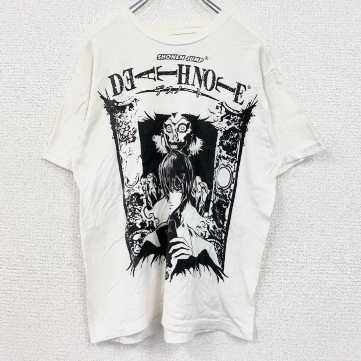 古着 used　DEATH NOTE　デスノート　半袖アニメプリントTシャツ　クルーネック　レトロ　白　ホワイト　Lサイズ