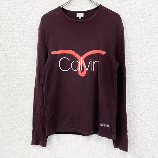 Calvin Klein　カルバンクライン　長袖Tシャツ/ロンT　デカロゴ　ボルドー　Sサイズ