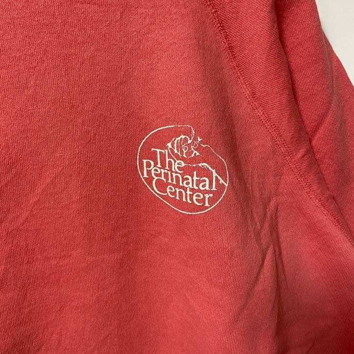 古着 used　Hanes ヘインズ　USA製　長袖ワンポイントプリントスウェット　トレーナー　ピンク　XLサイズ