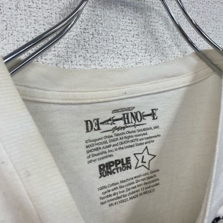 古着 used　DEATH NOTE　デスノート　半袖アニメプリントTシャツ　クルーネック　レトロ　白　ホワイト　Lサイズ