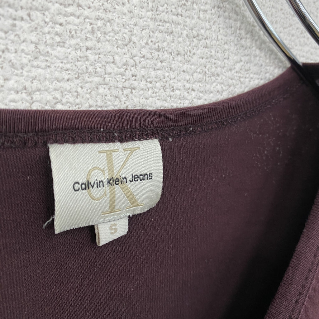 Calvin Klein　カルバンクライン　長袖Tシャツ/ロンT　デカロゴ　ボルドー　Sサイズ