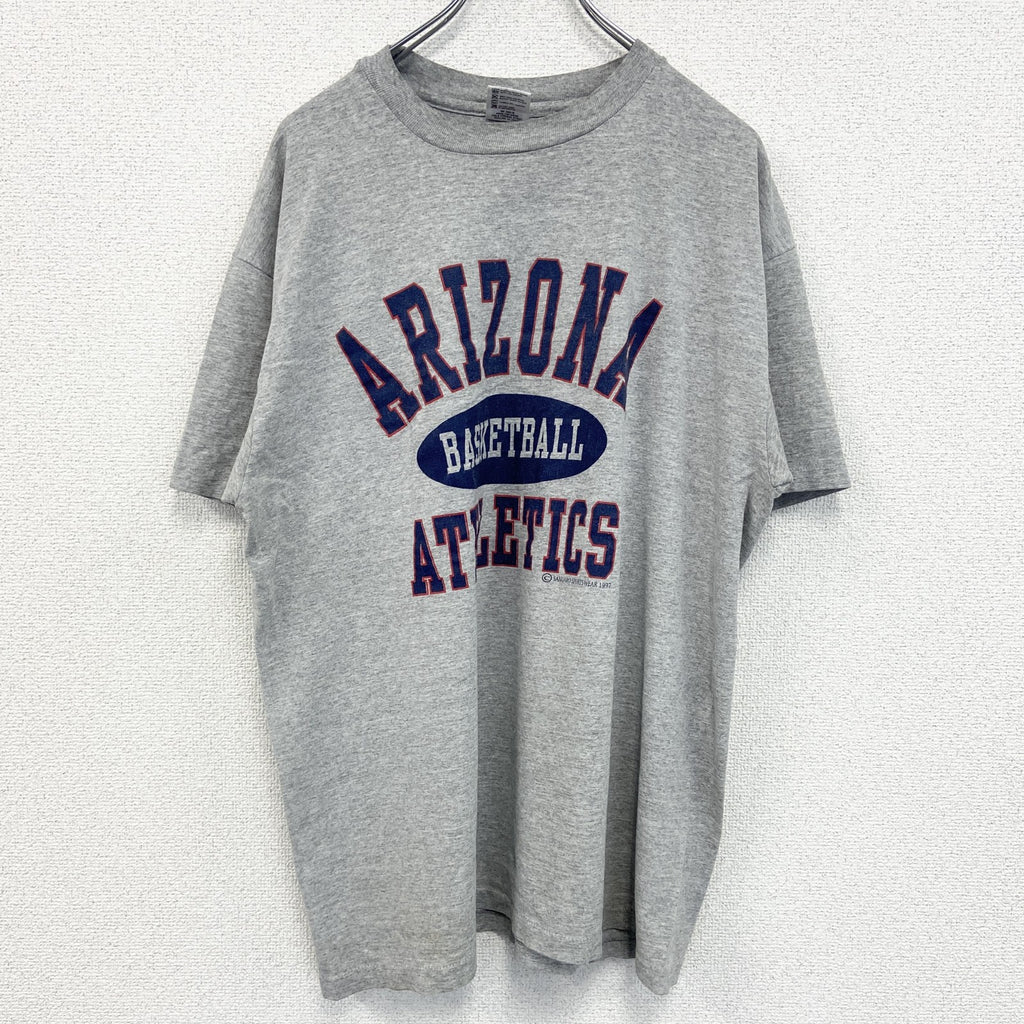 90s　Anvil　アンヴィル　半袖Tシャツ　3連プリント　カプセルプリント　アーチプリント　シングルステッチ　グレー　Mサイズ