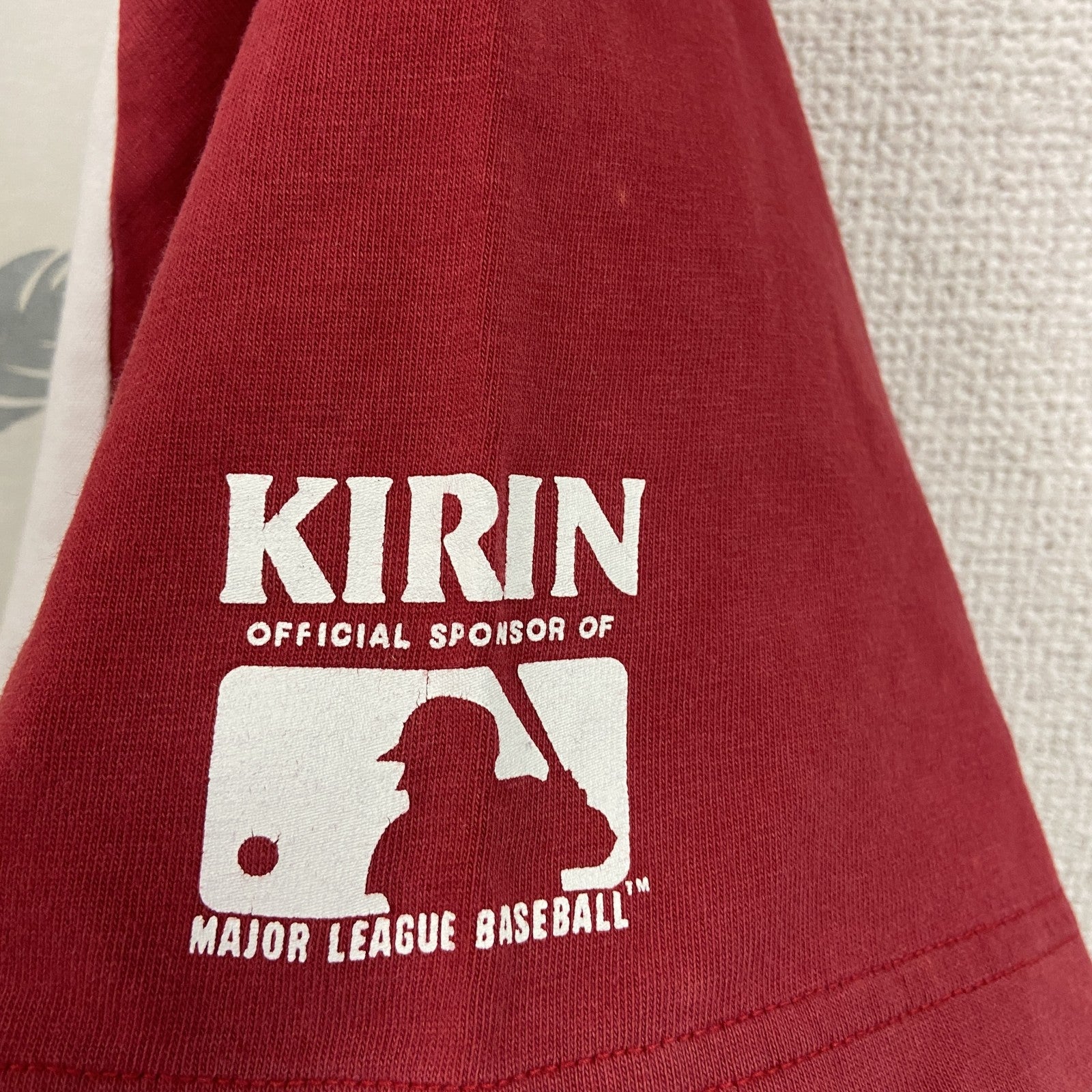 Majestic　マジェスティック　KIRIN　キリン　半袖企業ロゴプリントTシャツ　メジャーリーグ　白　ホワイト　Lサイズ