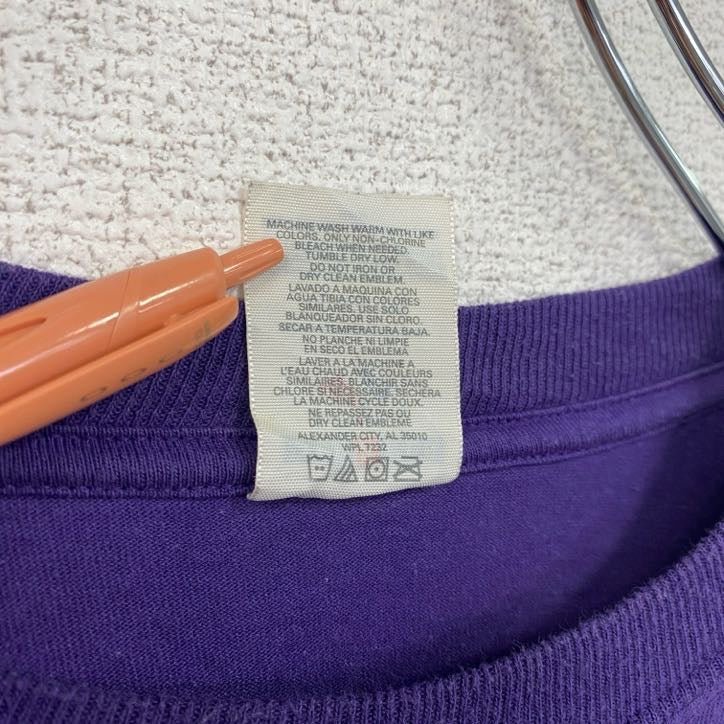 古着 used　JERZEES　ジャージーズ　半袖両面プリントTシャツ　アメフト　背番号　クルーネック　紫　XLサイズ