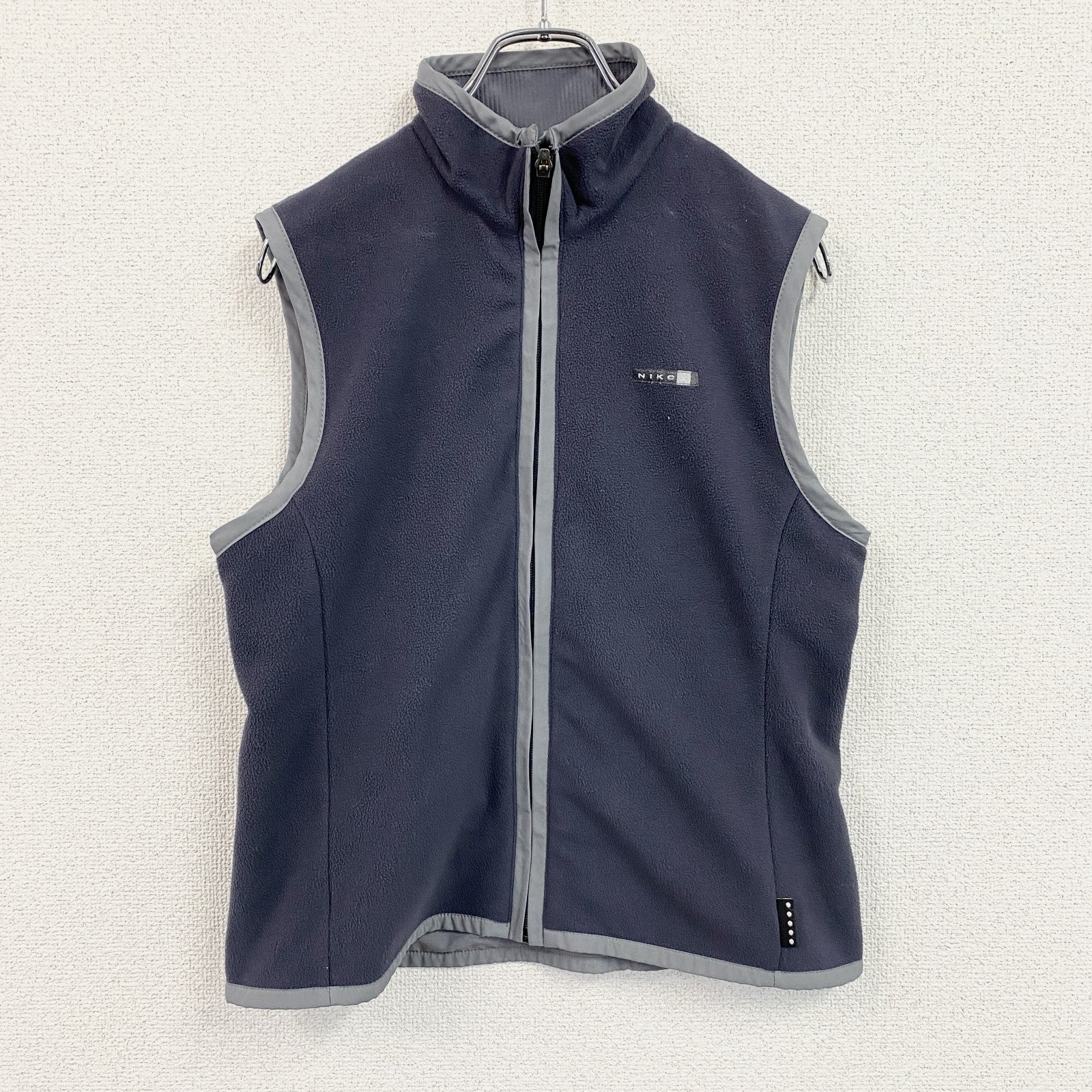 ～00s　NIKE GOLF　ナイキゴルフ　フルジップフリースベスト/ボアベスト　紺　ネイビー　グレー　Mサイズ　