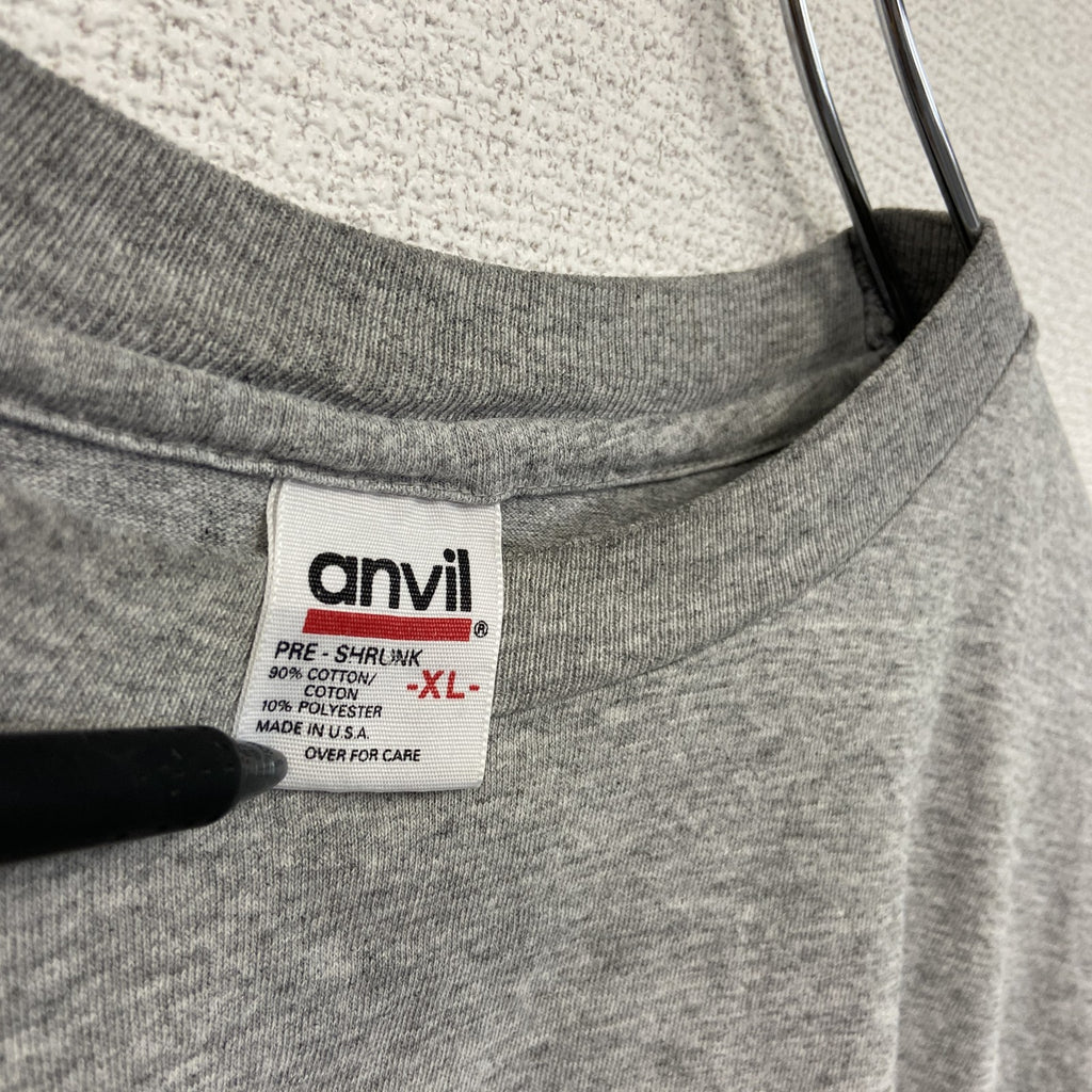 90s　Anvil　アンヴィル　半袖Tシャツ　3連プリント　カプセルプリント　アーチプリント　シングルステッチ　グレー　Mサイズ