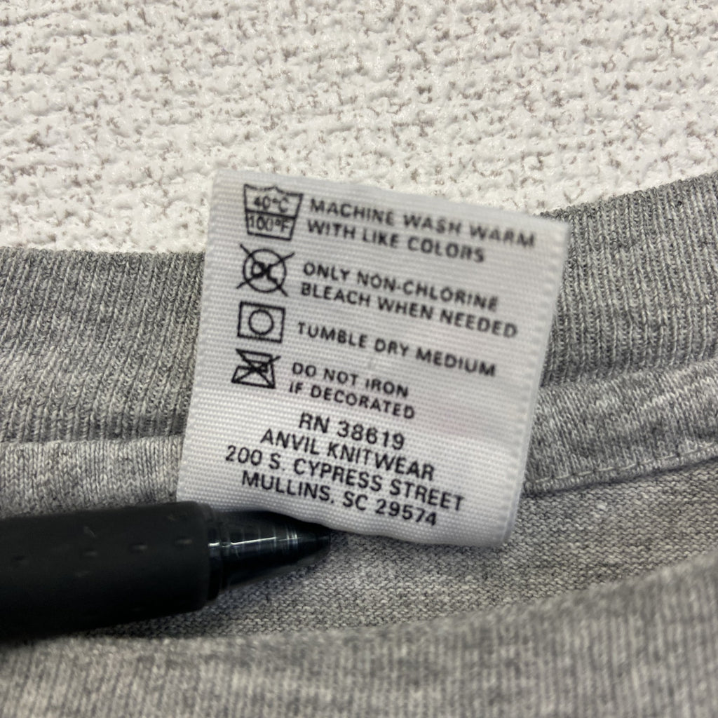 90s　Anvil　アンヴィル　半袖Tシャツ　3連プリント　カプセルプリント　アーチプリント　シングルステッチ　グレー　Mサイズ