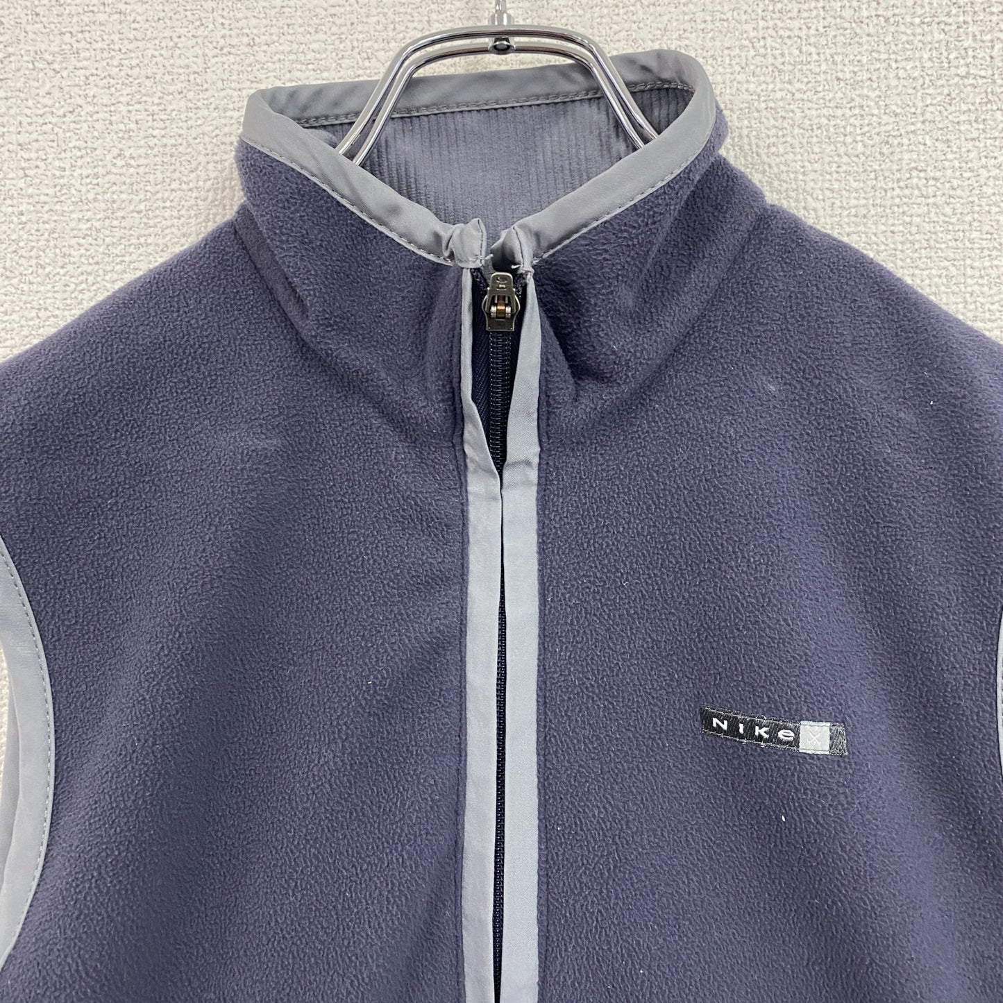 ～00s　NIKE GOLF　ナイキゴルフ　フルジップフリースベスト/ボアベスト　紺　ネイビー　グレー　Mサイズ　
