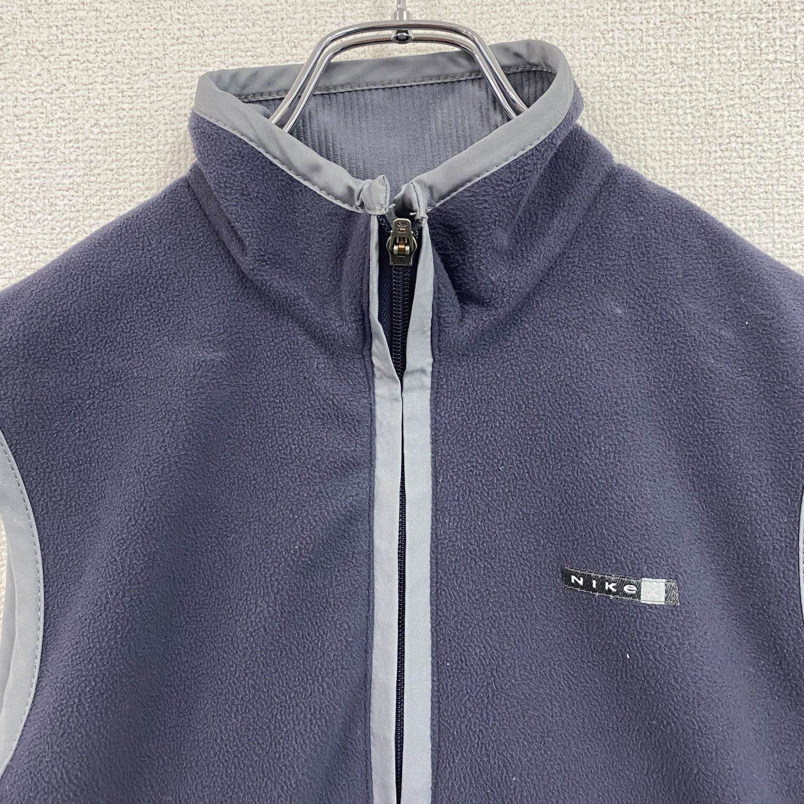 ～00s　NIKE GOLF　ナイキゴルフ　フルジップフリースベスト/ボアベスト　紺　ネイビー　グレー　Mサイズ　