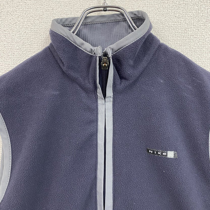 ～00s　NIKE GOLF　ナイキゴルフ　フルジップフリースベスト/ボアベスト　紺　ネイビー　グレー　Mサイズ　