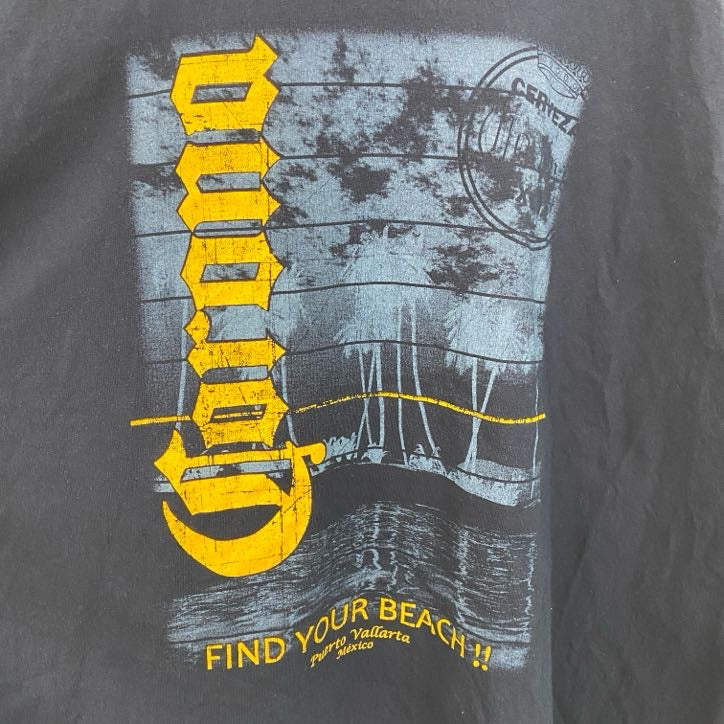 古着 used　Corona Extra　コロナエキストラ　コロナビール　半袖プリントTシャツ　企業T　クルーネック　ネイビー