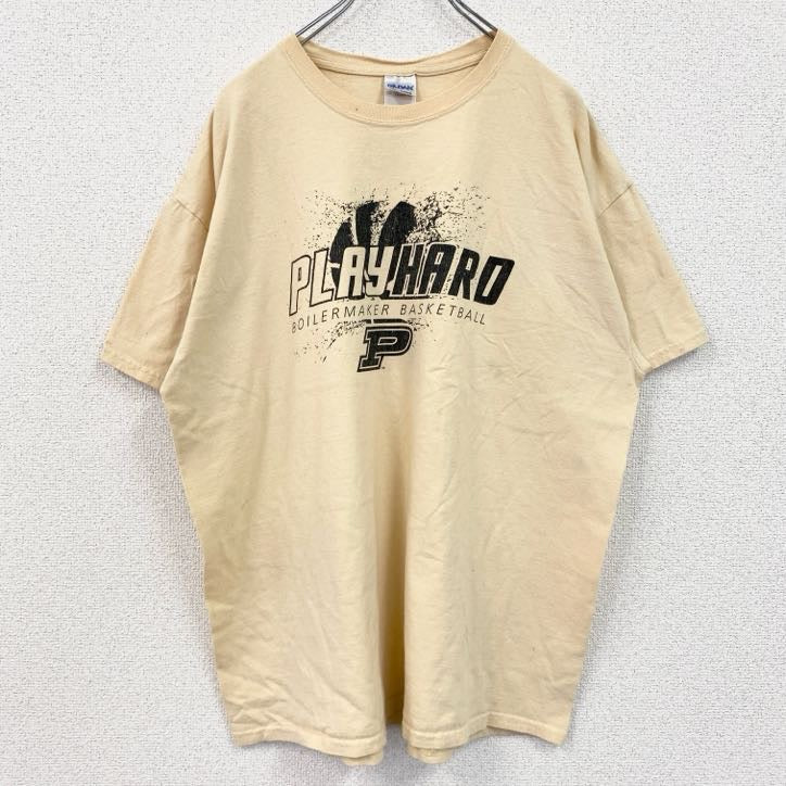 古着 used　GILDAN　ギルダン　半袖スポーツプリントTシャツ　バスケ　レトロ　クルーネック　黄色　イエロー　XLサイズ