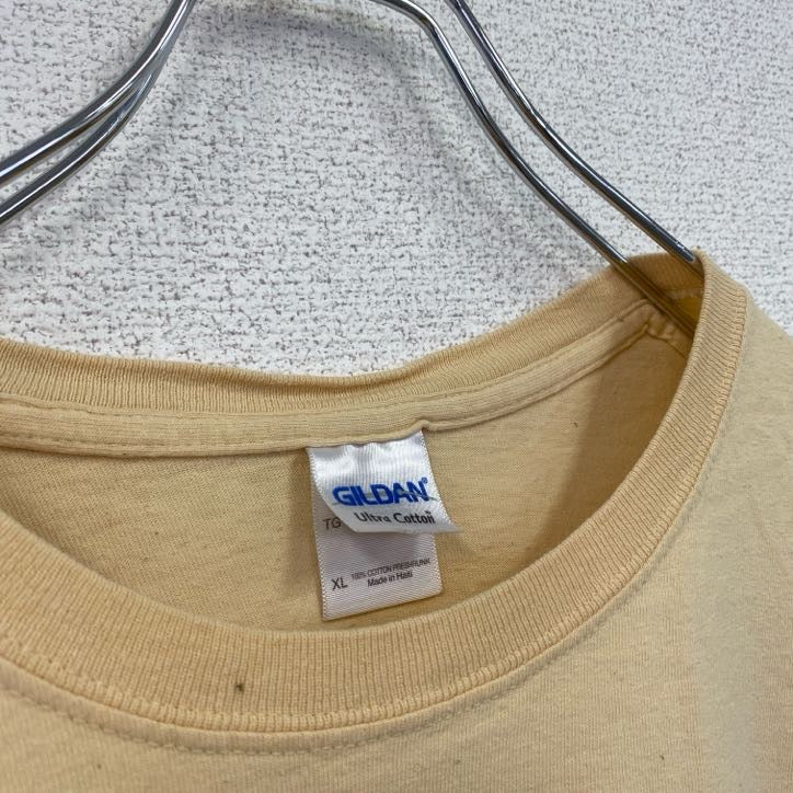 古着 used　GILDAN　ギルダン　半袖スポーツプリントTシャツ　バスケ　レトロ　クルーネック　黄色　イエロー　XLサイズ