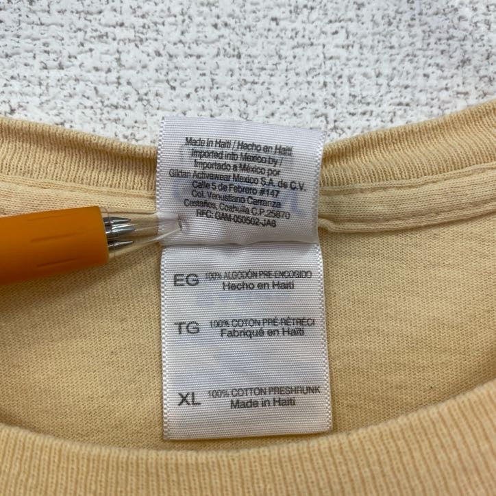 古着 used　GILDAN　ギルダン　半袖スポーツプリントTシャツ　バスケ　レトロ　クルーネック　黄色　イエロー　XLサイズ
