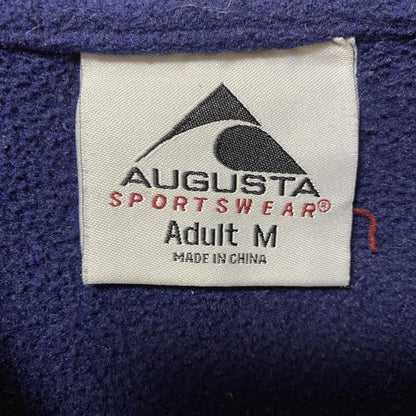 古着 used　AUGUSTA　長袖ハイネックフリースジャケット　ハーフジップブルゾン　ワンポイント刺繍　ネイビー　紺　Mサイズ