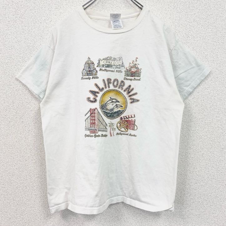 古着 used　00s　DELTA　半袖プリントTシャツ　ハリウッド　CALIFORNIA　クルーネック　白　ホワイト　Mサイズ
